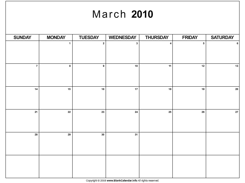 blank march calendar. March 1 – Peace Corp Birthday